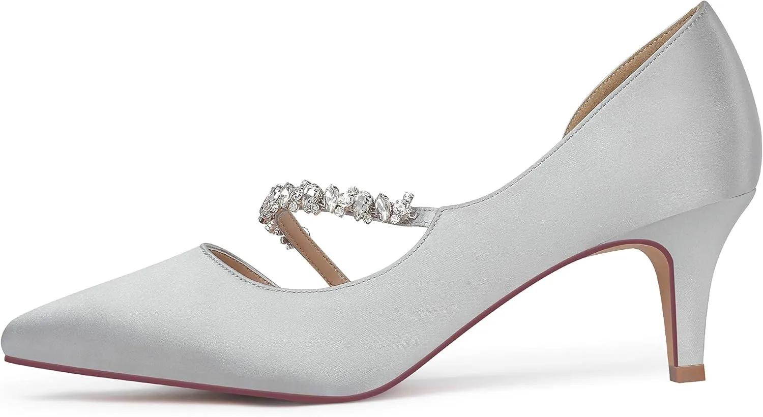 ERIJUNOR Women Mid Kitten Heels Closed Pointy Toe D’Orsay Pumps Wedding Party Shoes