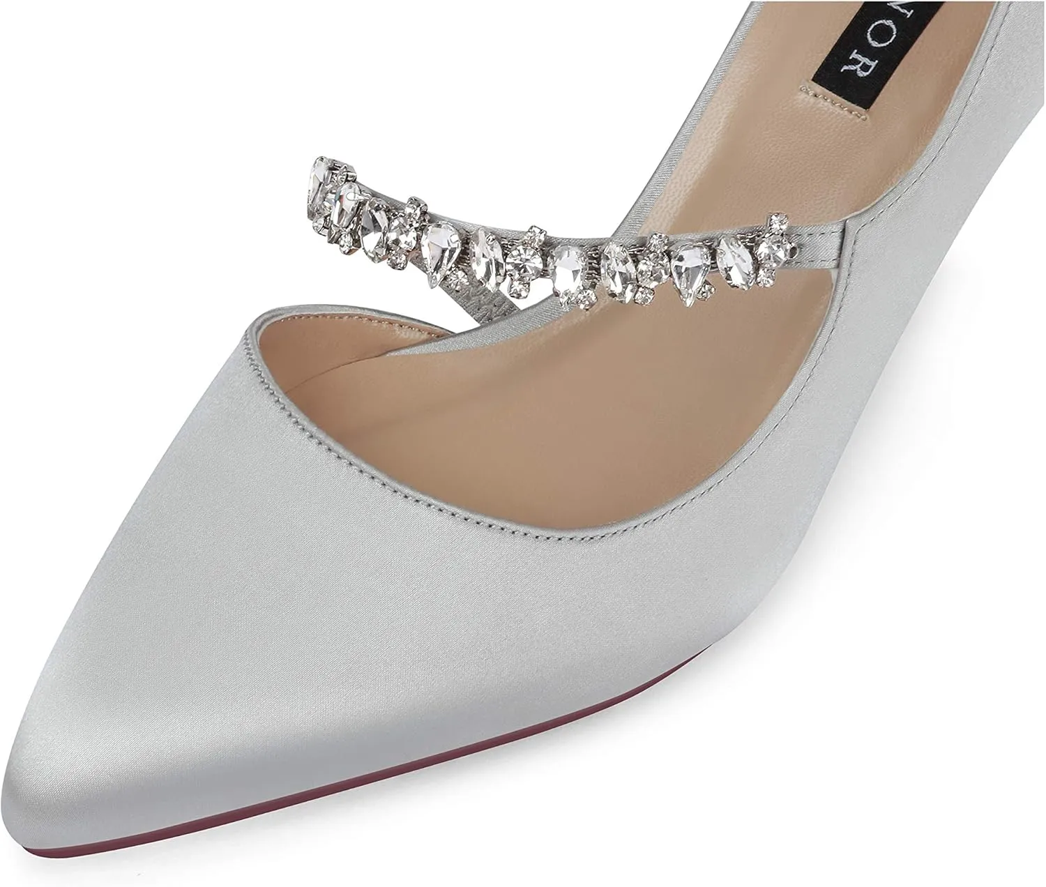 ERIJUNOR Women Mid Kitten Heels Closed Pointy Toe D’Orsay Pumps Wedding Party Shoes