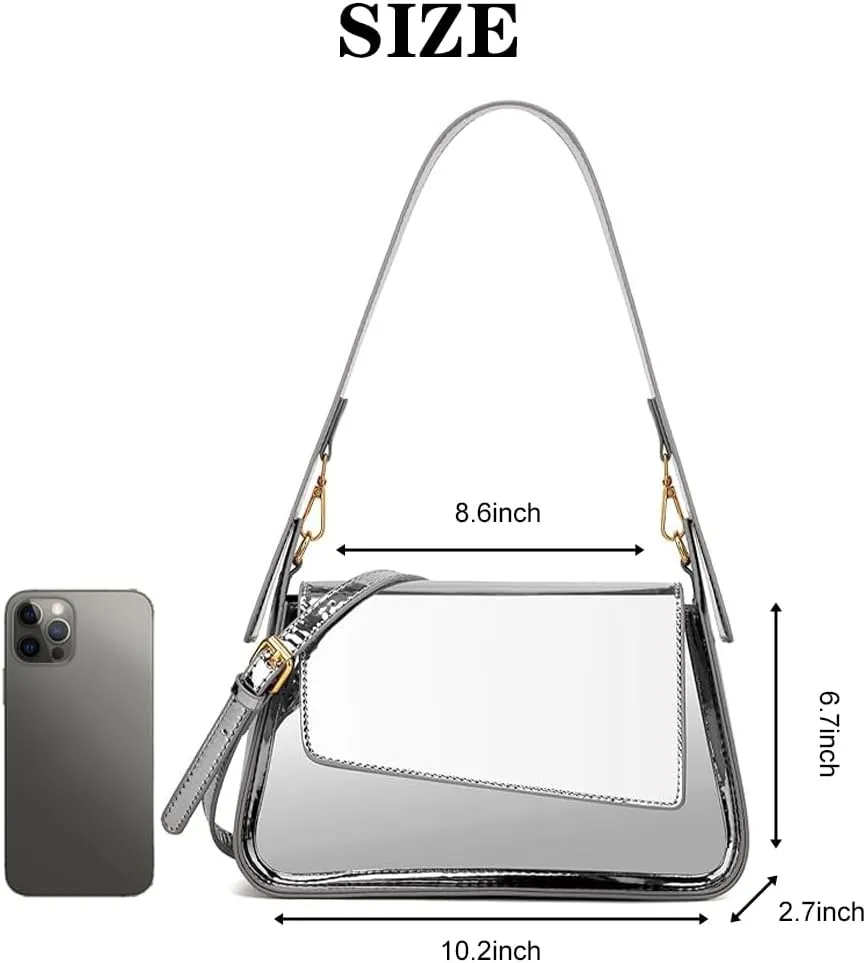 Evening Bag for Women, Hobo Bag Clutch Y2K Shinny Purse Tote Handbag Shoulder Metallic Purse Crossbody