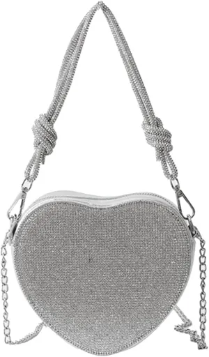 Evening Bag for Women Luxury Heart Shape Clutch Bag Rhinestone Handbag Bridal Wedding Purse Glitter Shoulder Bag