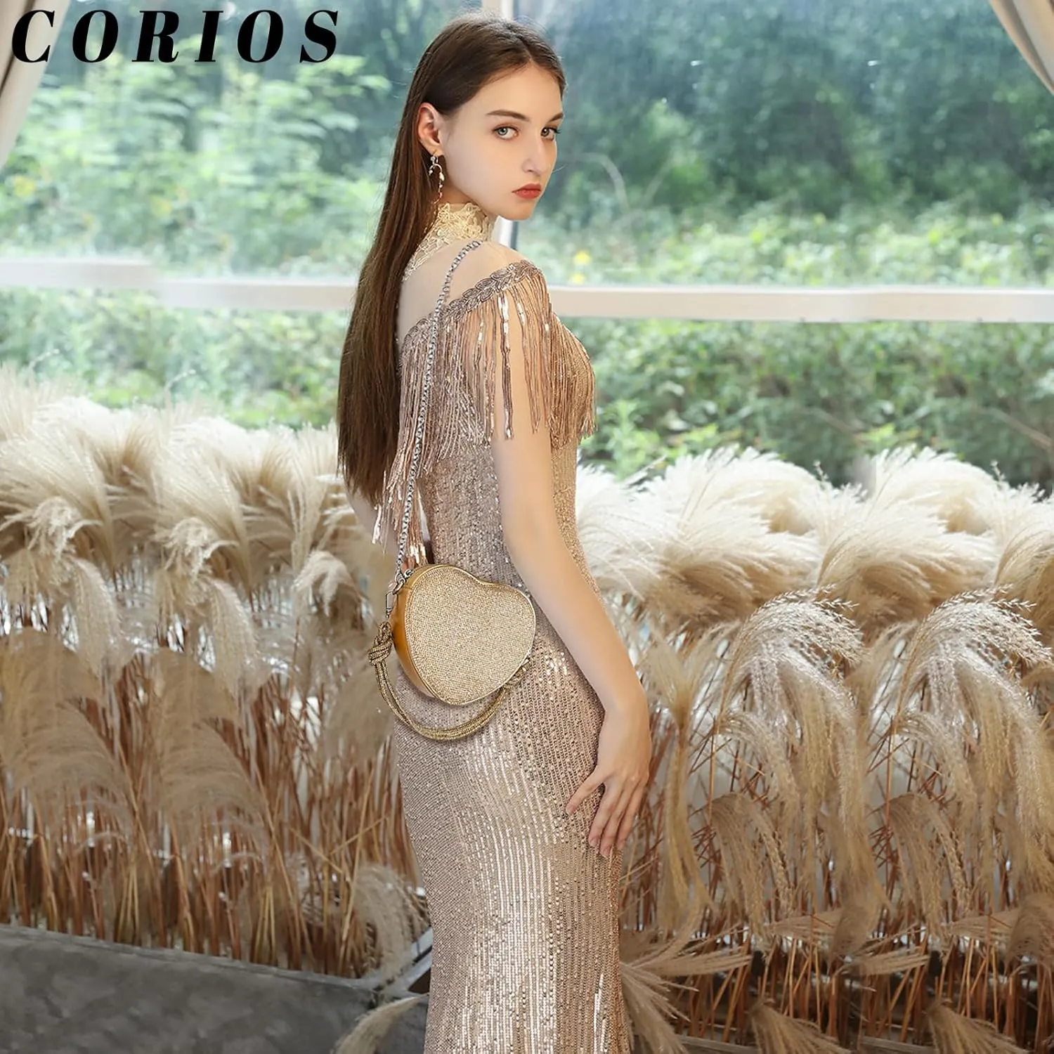 Evening Bag for Women Luxury Heart Shape Clutch Bag Rhinestone Handbag Bridal Wedding Purse Glitter Shoulder Bag