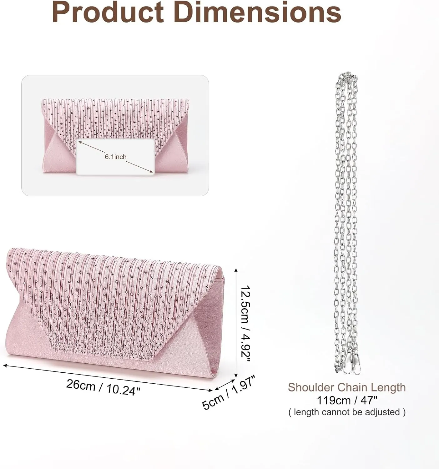 Evening Bags Clutch Purses for Women Formal, Purse Handbag Crossbody Bag Crystal Rhinestone with Chain Strap Shoulder Bag Sparkly for Wedding Guest Party Pink