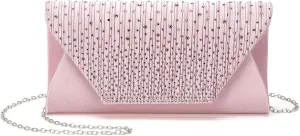 Evening Bags Clutch Purses for Women Formal, Purse Handbag Crossbody Bag Crystal Rhinestone with Chain Strap Shoulder Bag Sparkly for Wedding Guest Party Pink