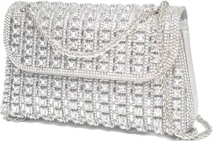 Evening Clutch Purses for Women Shoulder Bags Crossbody Bag with Chain Rhinestone Purse for Prom Party Wedding