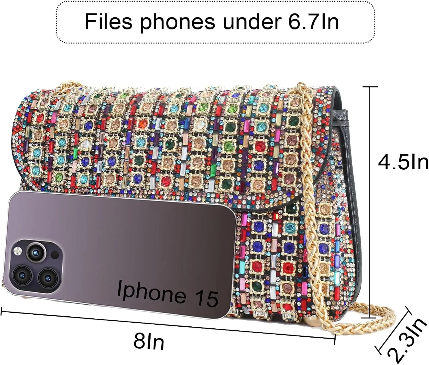 Evening Clutch Purses for Women Shoulder Bags Crossbody Bag with Chain Rhinestone Purse for Prom Party Wedding