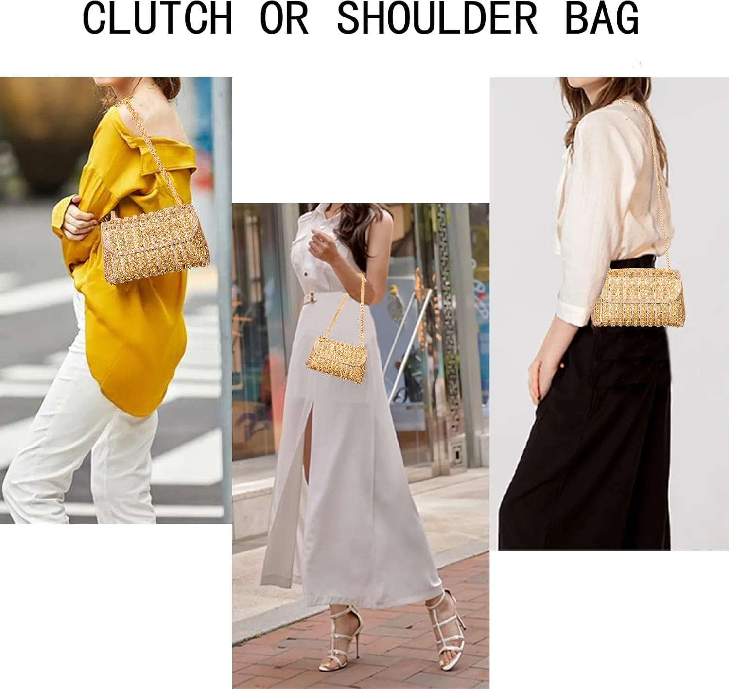 Evening Clutch Purses for Women Shoulder Bags Crossbody Bag with Chain Rhinestone Purse for Prom Party Wedding