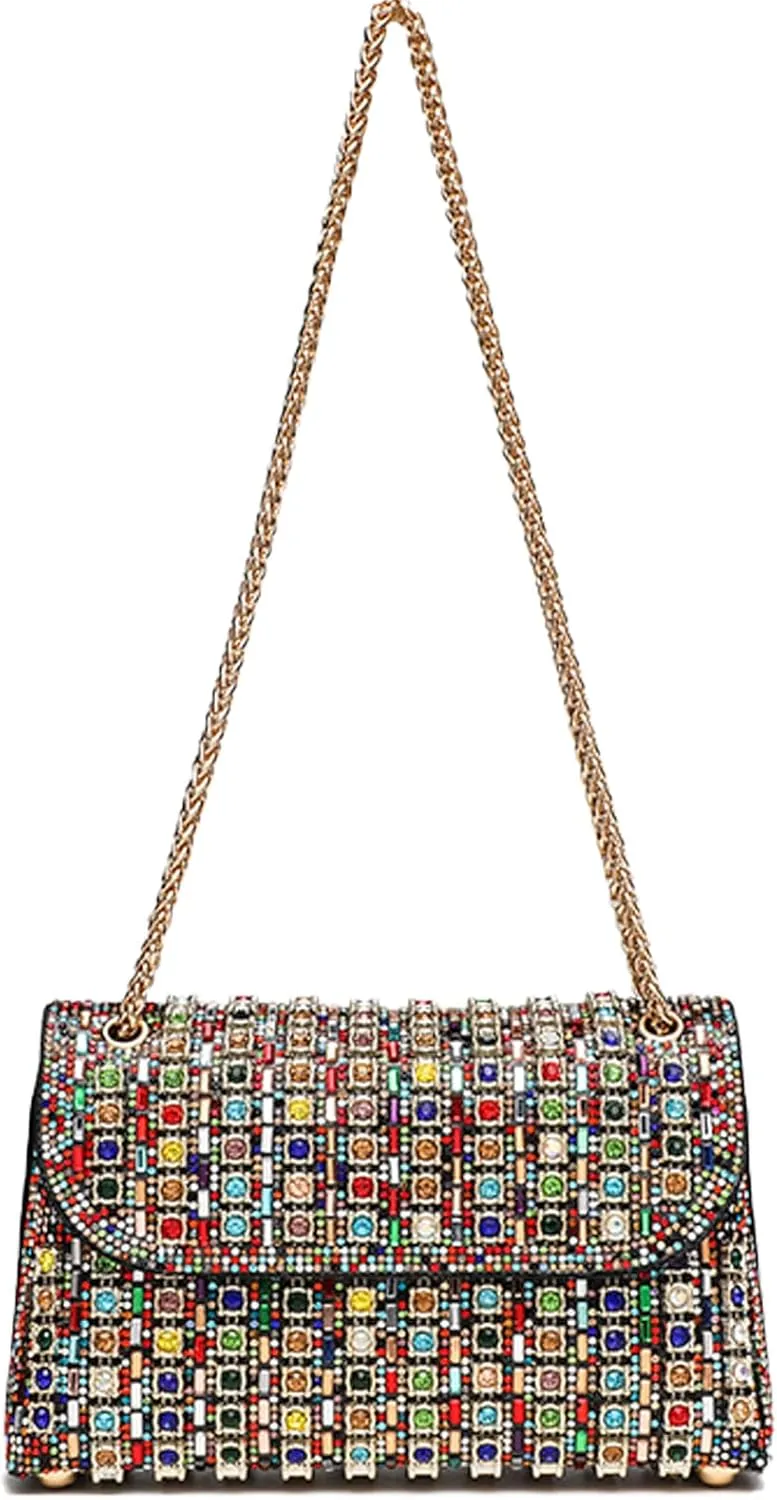 Evening Clutch Purses for Women Shoulder Bags Crossbody Bag with Chain Rhinestone Purse for Prom Party Wedding