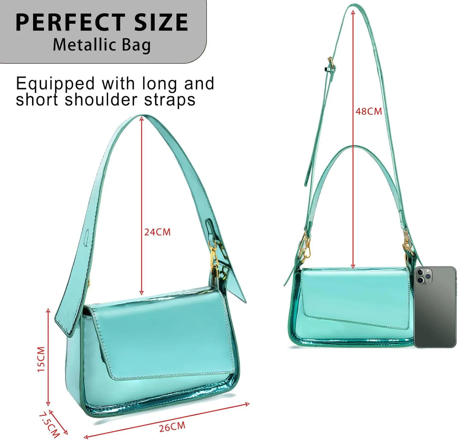 Evening Y2k Silver Hobo Purse Women Sparkly Silver Purse Satchel Metallic Tote Handbag Clutch Shoulder Bag 2024