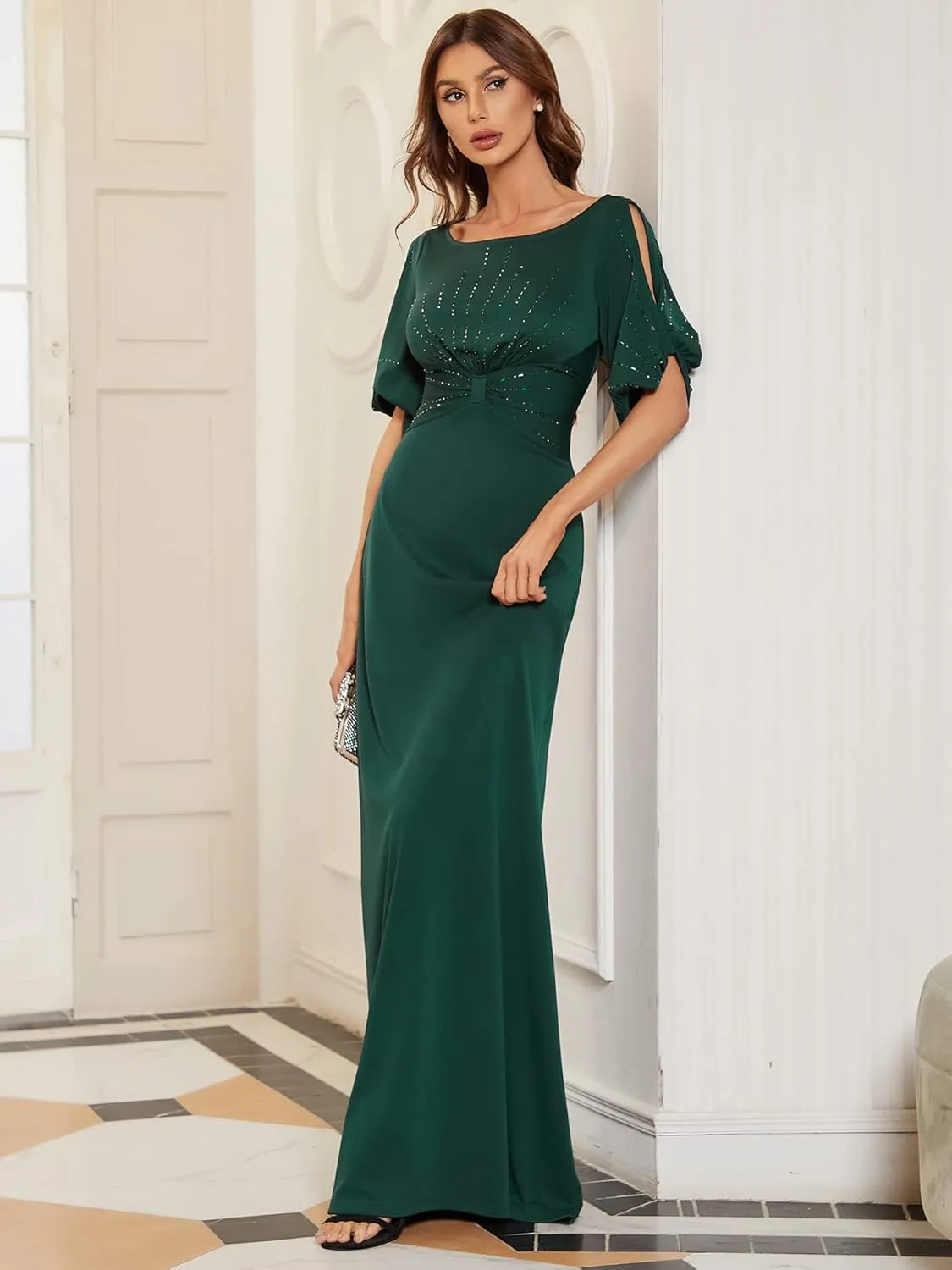Ever-Pretty Women's Round Neck Hollow Out Sleeves Mermaid Beaded Formal Dresses 0544-USA