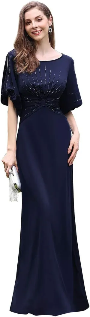 Ever-Pretty Women's Round Neck Hollow Out Sleeves Mermaid Beaded Formal Dresses 0544-USA