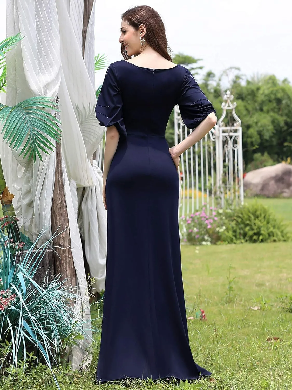 Ever-Pretty Women's Round Neck Hollow Out Sleeves Mermaid Beaded Formal Dresses 0544-USA