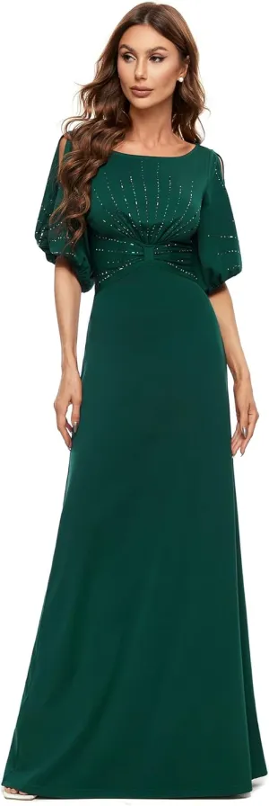 Ever-Pretty Women's Round Neck Hollow Out Sleeves Mermaid Beaded Formal Dresses 0544-USA