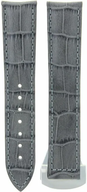 Ewatchparts 20mm Leather Watch Band Strap Compatible With 41mm Omega Seamaster Planet Deployment Clasp Gray