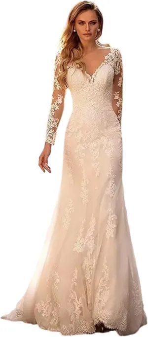 Fair Lady Wedding Dresses for Bride 2025 V Neck Beaded Straps Lace Appliques Bridal Gown for Women