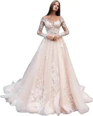 Fair Lady Wedding Dresses for Bride 2025 V Neck Beaded Straps Lace Appliques Bridal Gown for Women