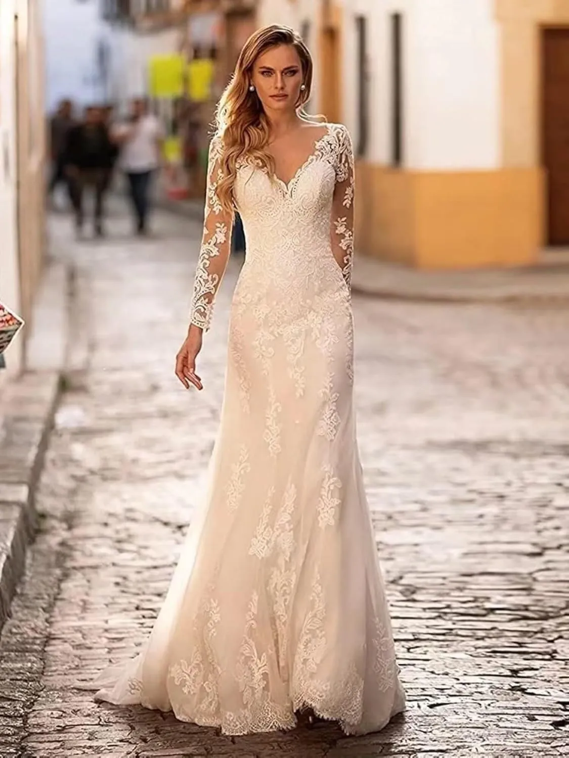 Fair Lady Wedding Dresses for Bride 2025 V Neck Beaded Straps Lace Appliques Bridal Gown for Women