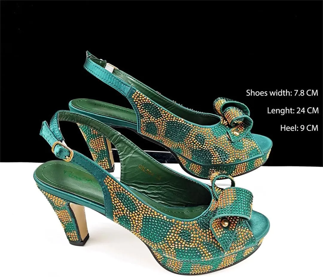Fashion Design African Style Banquet Shoes and Bag Sexy High Heels and Full Diamond Dual Purpose Mini Bag Ladies Shoes