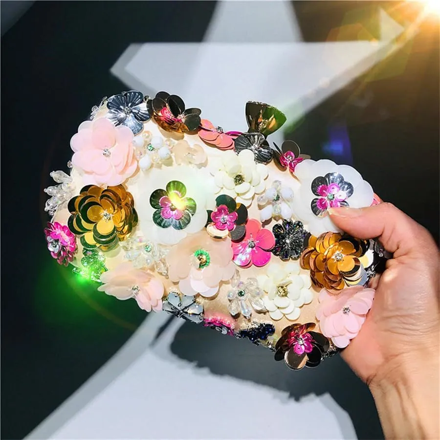 Fashion Dinner Bag Handmade Flower beaded Bag Banquet Wedding Party Bag Clutch bag Shoulder bag