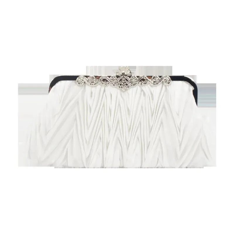 Fashion Lady Party Wedding Handbag Purse Girl Soft Evening Bag Bridal Women Satin Crystal Clutch