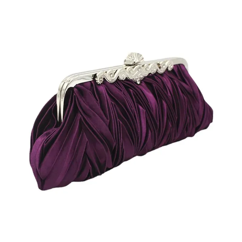 Fashion Lady Party Wedding Handbag Purse Girl Soft Evening Bag Bridal Women Satin Crystal Clutch