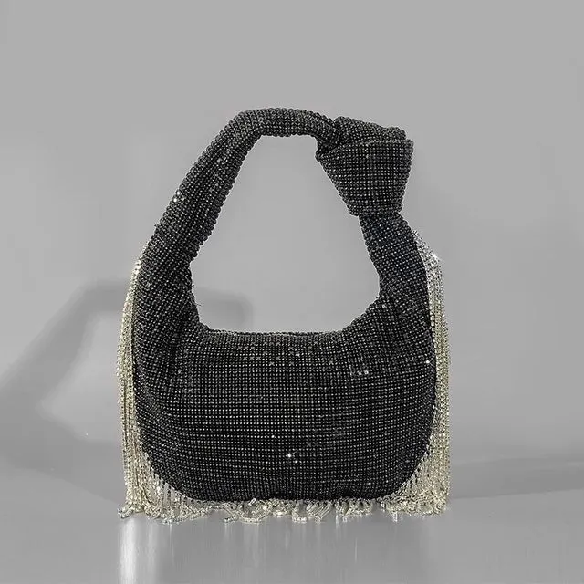 Fashion Tassel Rhinestone Women Handbags Designer Knotted Handle Hand Bags Luxury Diamonds Evening Party Purses Lady Clucth Bags