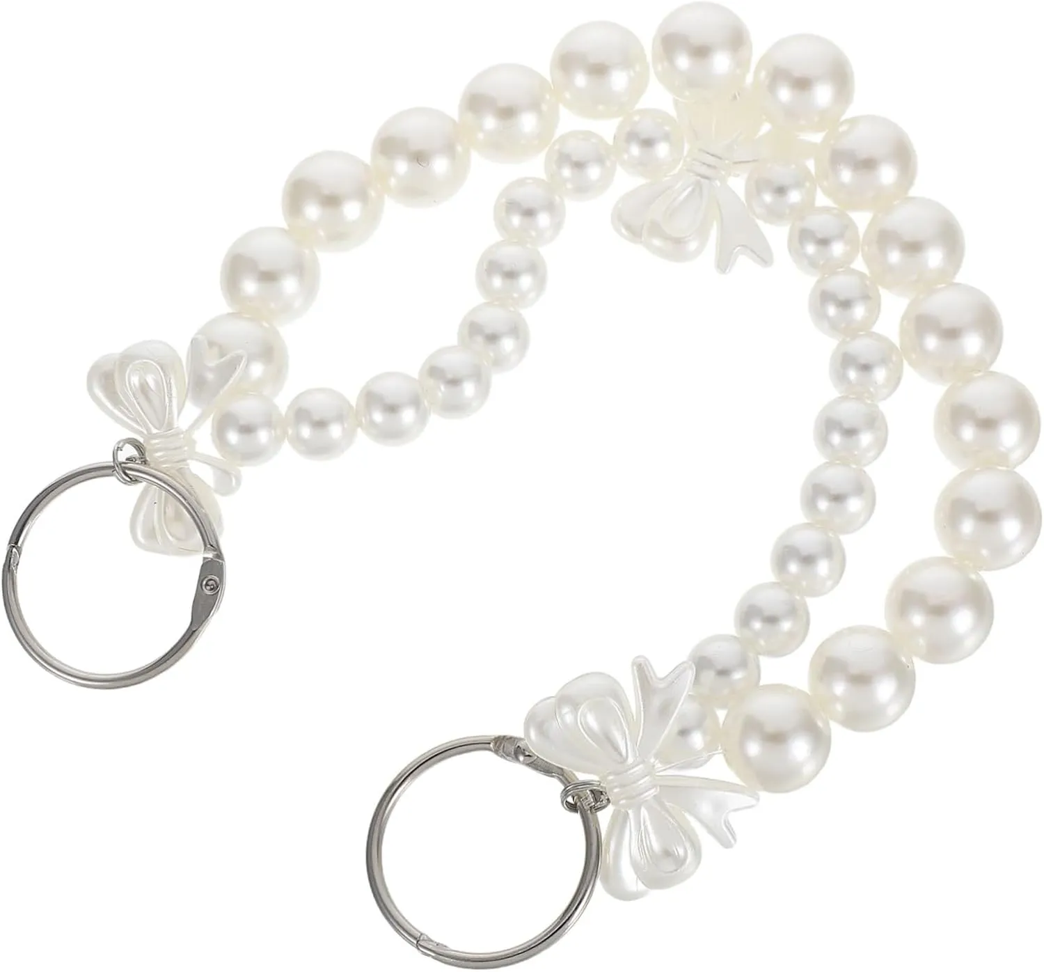 Faux Pearl Beaded Purse Handle Straps with Bow Pendant Charm Stylish Replacement Shoulder Strap for Handbag Accessories for Elevating Your Bag Look