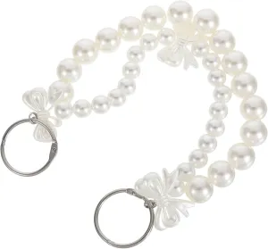 Faux Pearl Beaded Purse Handle Straps with Bow Pendant Charm Stylish Replacement Shoulder Strap for Handbag Accessories for Elevating Your Bag Look