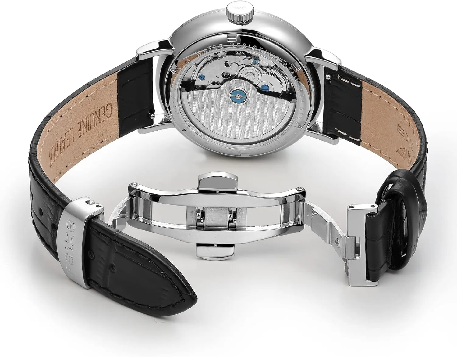 FEICE Bauhaus Watch Men's Automatic Watch Mechanical Watches Analog Leather Strap Casual Dress Watches for Men with Domed Mirror - FM202