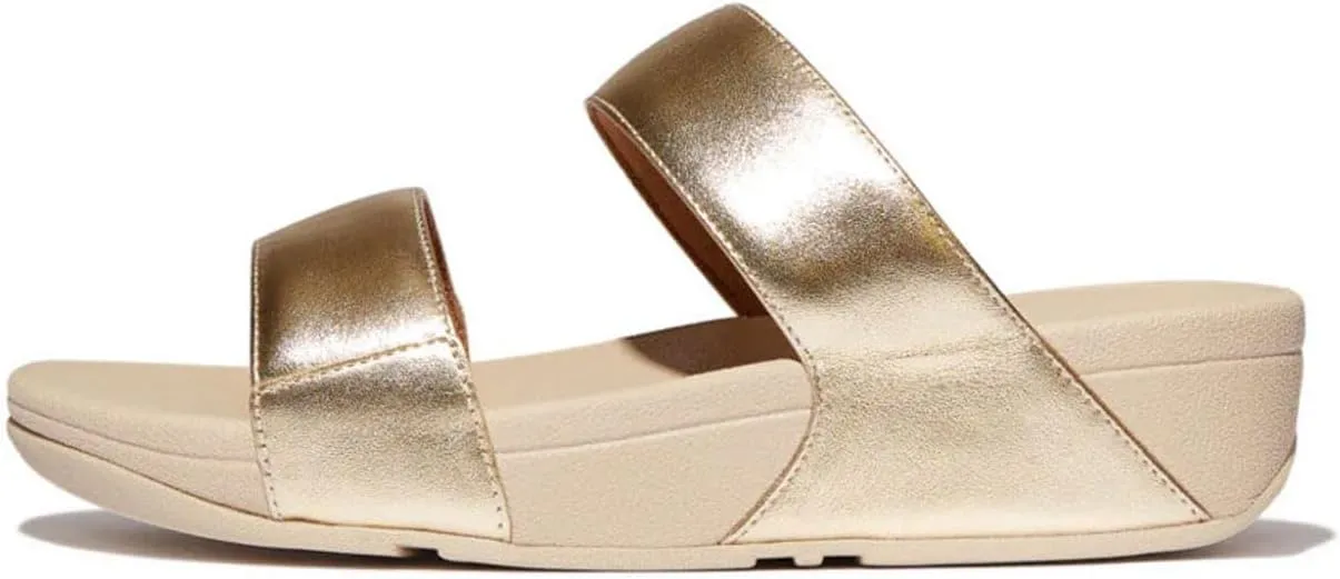 FitFlop Women's Lulu Platino Leather Slides
