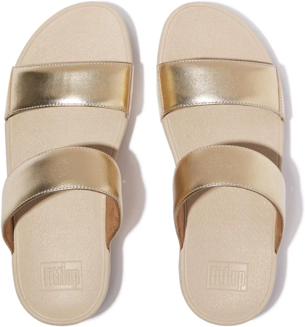 FitFlop Women's Lulu Platino Leather Slides