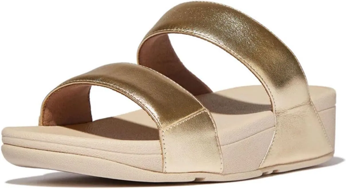 FitFlop Women's Lulu Platino Leather Slides