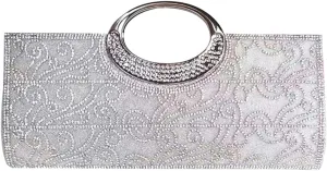 Floral Clutch Bag for Women Embroidery Evening Bag Rhinestone Handbag Bridal Wedding Purse Crystal Shoulder Bag