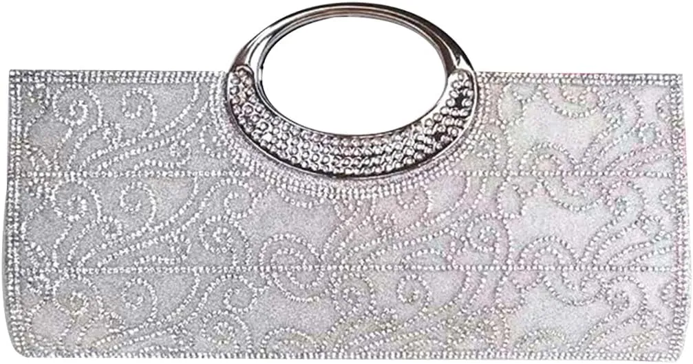 Floral Clutch Bag for Women Embroidery Evening Bag Rhinestone Handbag Bridal Wedding Purse Crystal Shoulder Bag