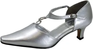 Floral Maribel Women's Wide Width Rhinestone Accent T-Strap Heels
