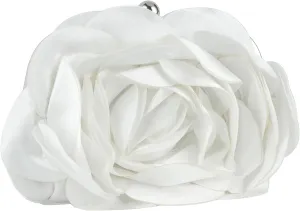 Floral Satin Clutch Purse Small Flower Evening Bag Sweet Wristlets Handbag for Wedding Party Prom, White