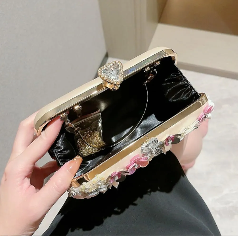 Flower Clutch Evening Bag Fancy Floral Evening Bag Purse Colorful Embroidery Beaded Clutch Bride Wedding Evening Purses