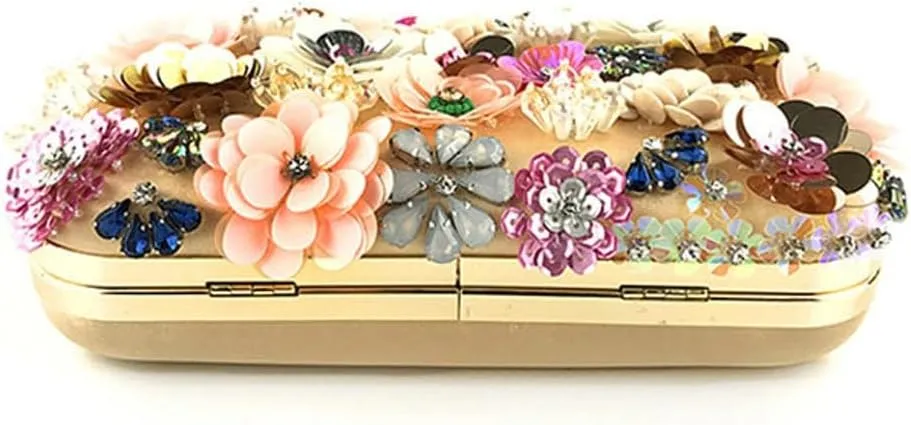 Flower Clutch Evening Bag Fancy Floral Evening Bag Purse Colorful Embroidery Beaded Clutch Bride Wedding Evening Purses