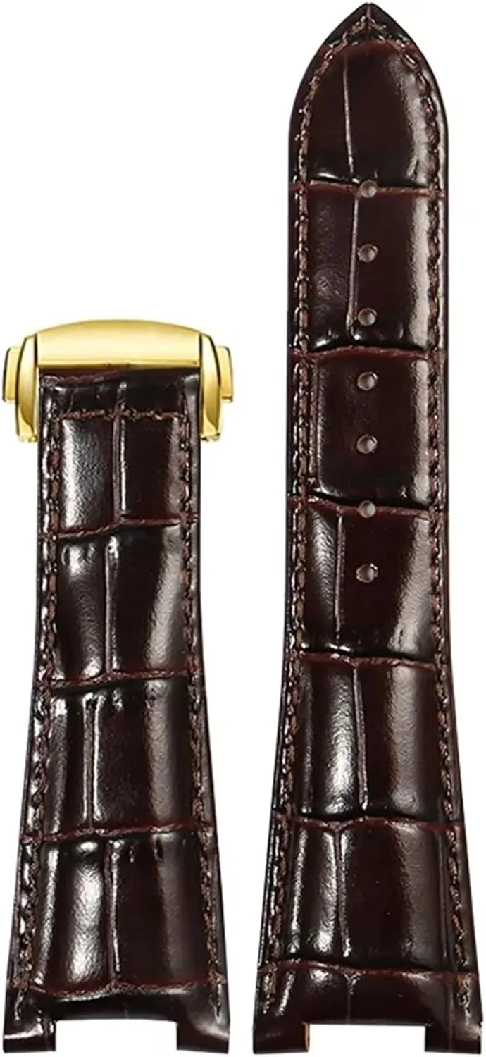 Folding Buckle Leather Watch Strap Substitute Omega Constellation Series Men Concave Interface Leather Watchband With 25mm
