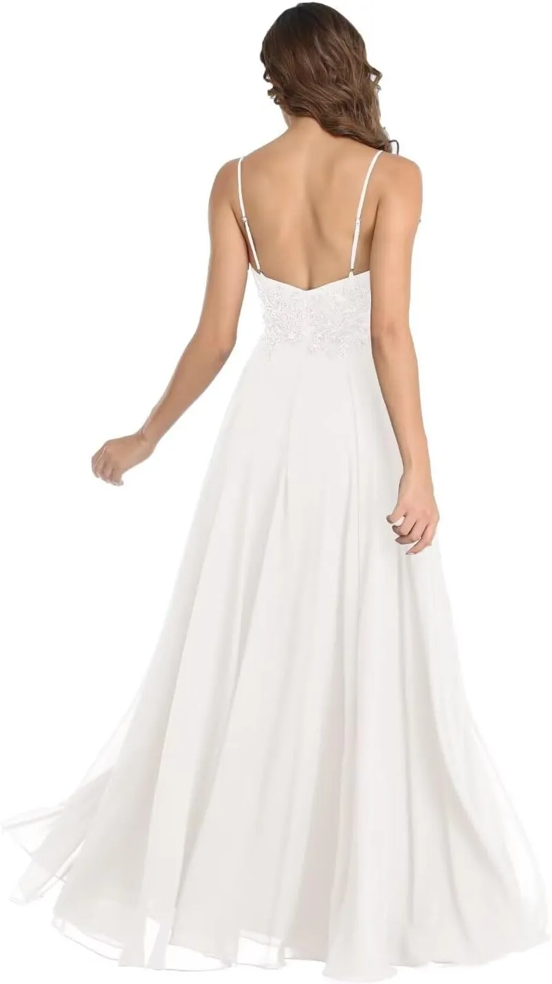 ForElise Beach Wedding Dresses for Bride 2025 Spaghetti Straps Lace Appliques Long Bridal Gown