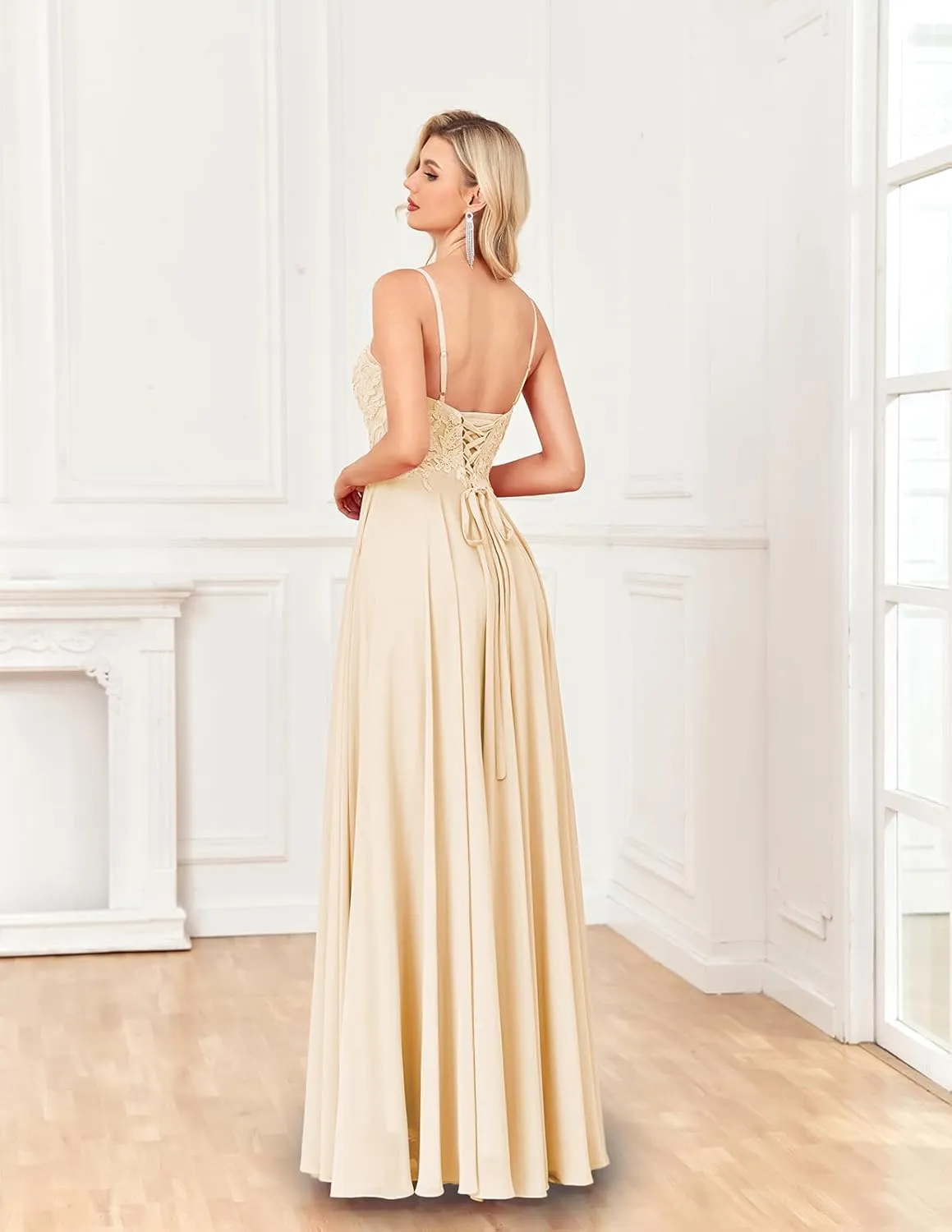 ForElise Beach Wedding Dresses for Bride 2025 Spaghetti Straps Lace Appliques Long Bridal Gown