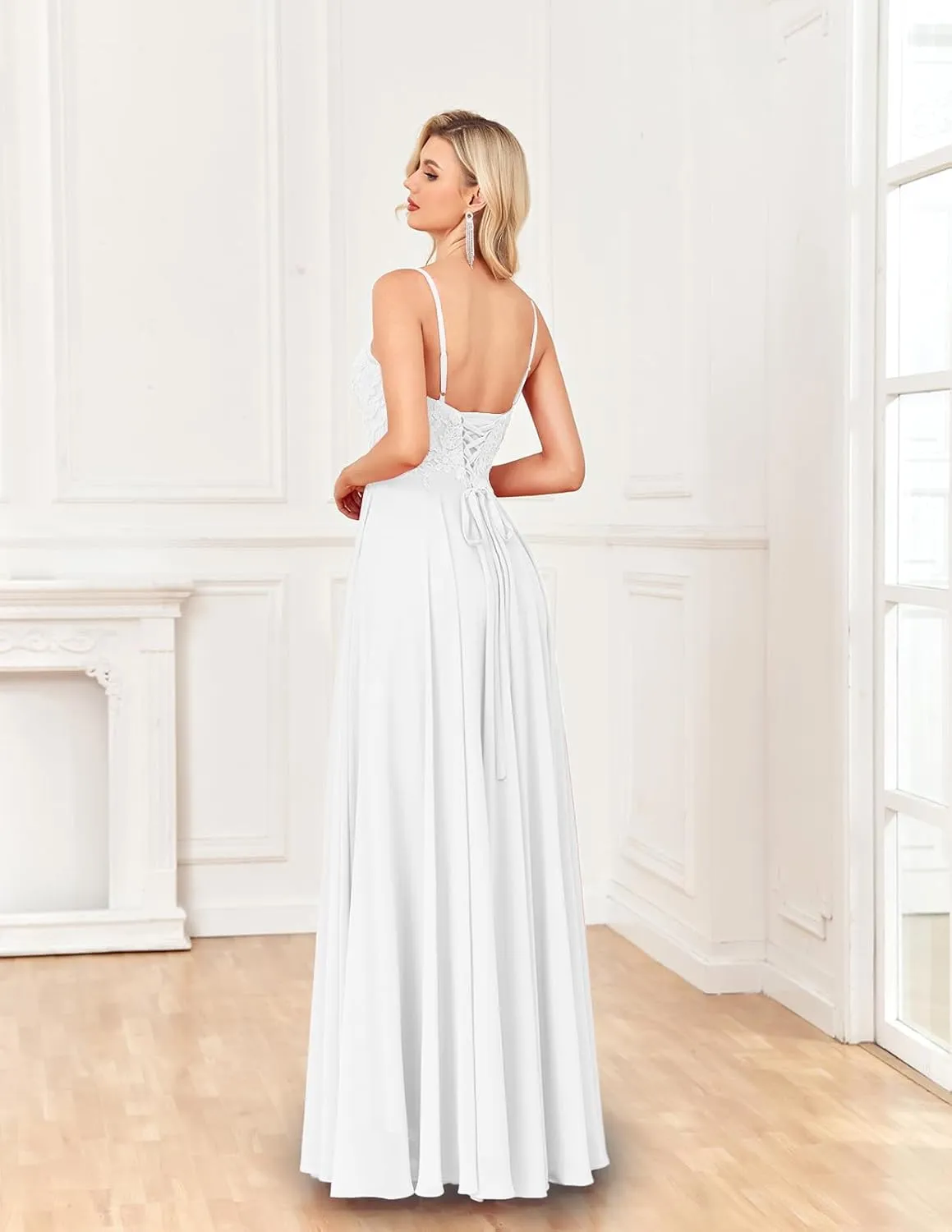 ForElise Beach Wedding Dresses for Bride 2025 Spaghetti Straps Lace Appliques Long Bridal Gown