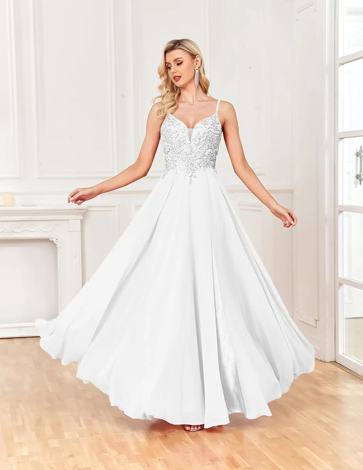 ForElise Beach Wedding Dresses for Bride 2025 Spaghetti Straps Lace Appliques Long Bridal Gown