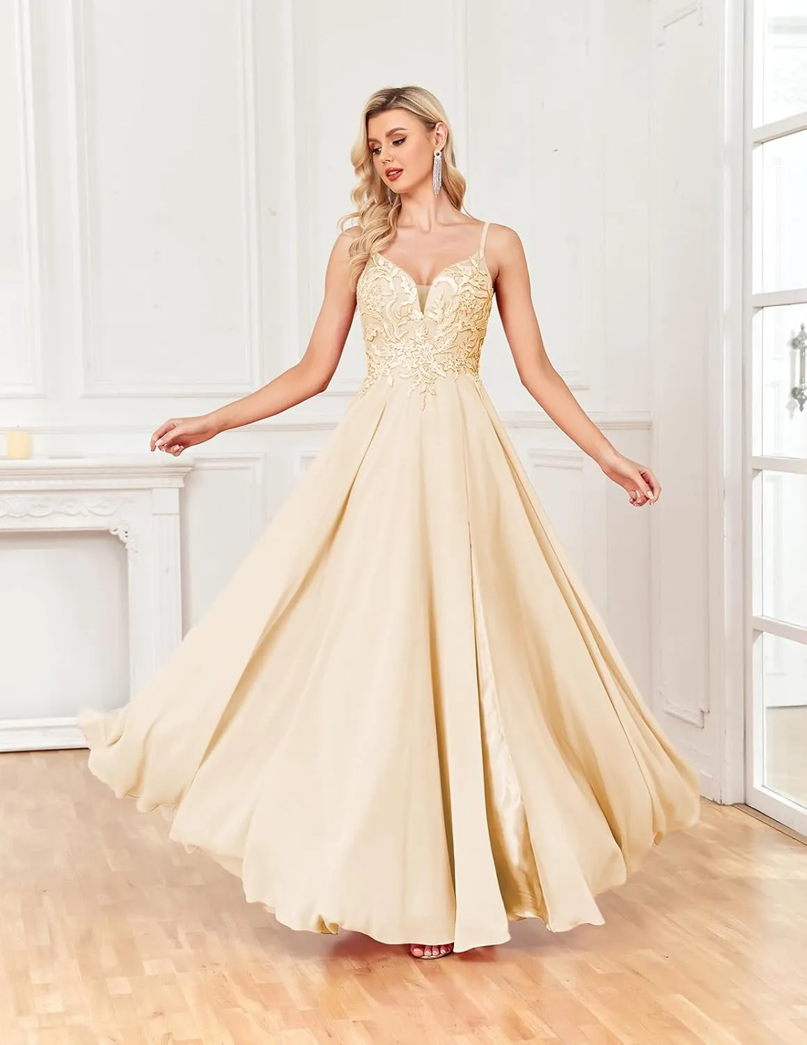 ForElise Beach Wedding Dresses for Bride 2025 Spaghetti Straps Lace Appliques Long Bridal Gown