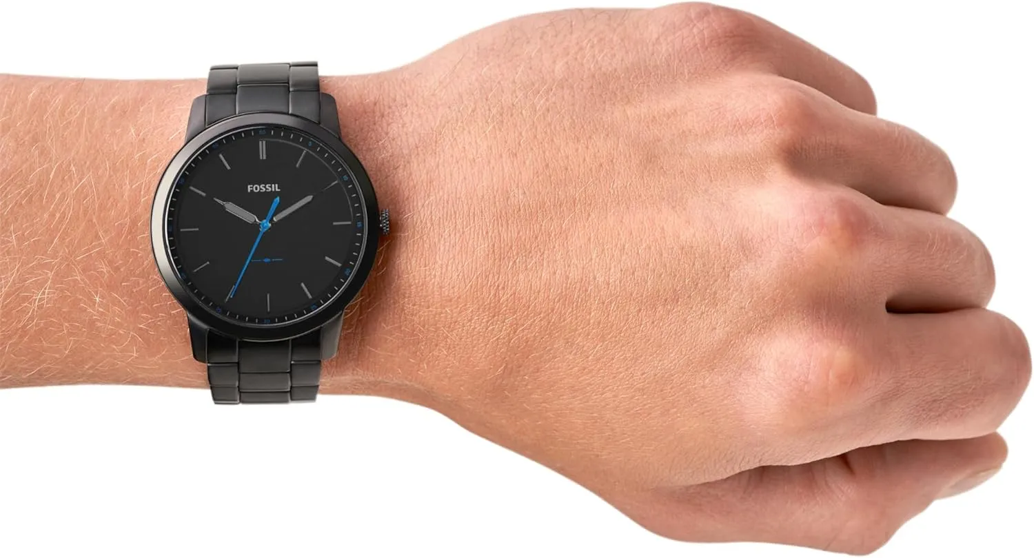 Fossil Men's Minimalist Quartz Stainless Steel and Leather Three-Hand Watch