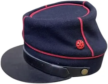 French Military Artillery NCO Kepi Cap, Model 1884, Navy Blue with Red Trim, Size 58, WWI Era
