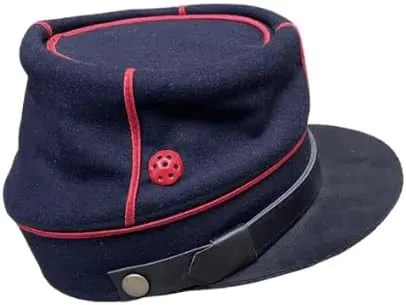 French Military Artillery NCO Kepi Cap, Model 1884, Navy Blue with Red Trim, Size 58, WWI Era