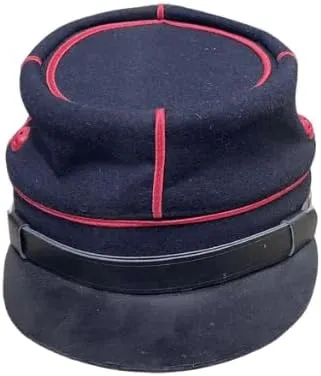 French Military Artillery NCO Kepi Cap, Model 1884, Navy Blue with Red Trim, Size 58, WWI Era