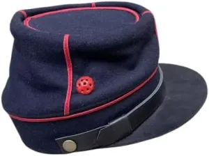 French Military Artillery NCO Kepi Cap, Model 1884, Navy Blue with Red Trim, Size 58, WWI Era