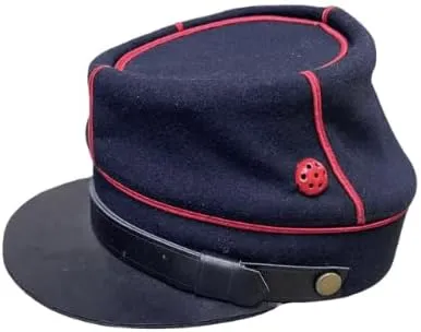 French Military Artillery NCO Kepi Cap, Model 1884, Navy Blue with Red Trim, Size 58, WWI Era