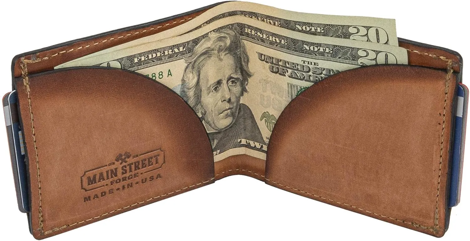 Front Pocket Slim Bifold Wallet for Men | Made in USA | Premium Full Grain Leather Men’s Wallet with Minimalist Design | Charred Oak